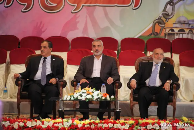 Palestinian Prime Minister in Gaza Ismail Haniyeh attends the ceremony for superior high school students in Gaza city, on 19 July 2012. The Ministry of Education in Gaza Strip announced the final results of high school f...