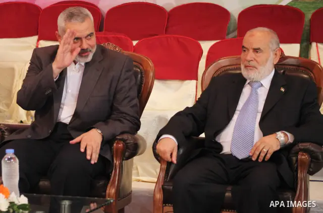 Palestinian Prime Minister in Gaza Ismail Haniyeh attends the ceremony for superior high school students in Gaza city, on 19 July 2012. The Ministry of Education in Gaza Strip announced the final results of high school f...