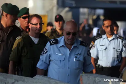 Jerusalem police chief Major-General Nesu Haham during a visit to the police at the Qalandia checkpoint near the West Bank city of Ramallah on July 20, 2012. Israel's police chief, Gen. Yohanan Danino said that the crime...