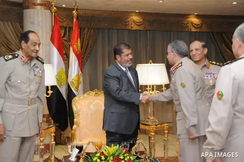 President Mohamed Morsi, participates in ceremony breakfast with Leaders of the armed forces in club Al Jalaa' in Cairo on July 30, 2012. Photo by EGYPTIAN PRESIDENCY