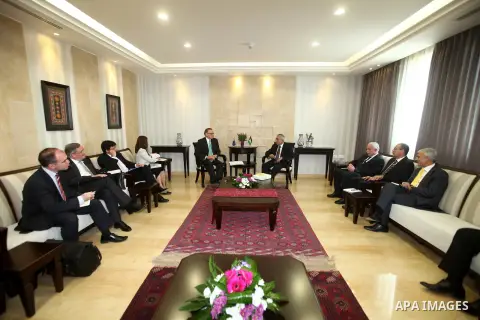 Palestinian Prime Minister, Salam Fayyad receives Australian Foreign Minister, Hon Bob Carr in the West Bank city of Ramallah, on Aug. 06, 2012. Photo by Mustafa Abu Dayeh