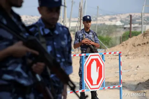 A Palestinian Hamas security guard on duty on the border between Egypt and Gaza strip in Rafah town southern Gaza strip on, 06 August 2012. Reports state that at least five gunmen were killed after they tried to infiltra...