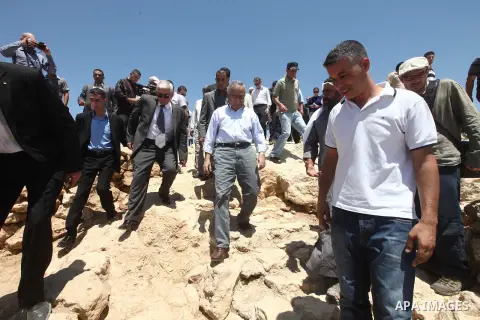 Palestinian Prime Minister, Salam Fayyad, inspects villages in the West Bank city of Hebron on Aug. 08 2012. Photo by Mustafa Abu Dayeh