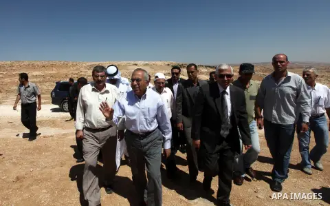 Palestinian Prime Minister, Salam Fayyad, inspects villages in the West Bank city of Hebron on Aug. 08 2012. Photo by Mustafa Abu Dayeh