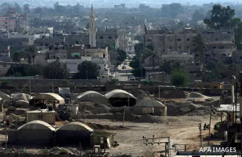 The entrances to smuggling tunnels are seen on the border between Egypt and the southern Gaza Strip, near Rafah August 13, 2012. Egypt began to seal off smuggling tunnels into the Gaza Strip, a security source said, two...