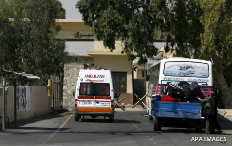 A vehicle enters into Egypt at the Rafah border crossing in the southern Gaza strip, 14 August 2012. Egypt re-opened the Rafah crossing between Egypt and Gaza Strip for the second time since its complete closure in the w...