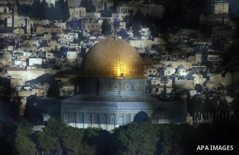 General view shows the Dome of the Rock mosque at al-Aqsa Mosque compound, Islam's third holiest site, in Jerusalem's Old City on Aug 16,2012. Photo by Issam Rimawi
