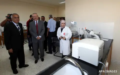 Palestinian Prime Minister, Salam Fayyad, During the opening of the Directorate of Health in the West bank city of Jenin, August 16, 2012. Photo by Mustafa Abu Dayeh