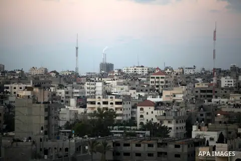 A general view shows Gaza City from the top in the central of Gaza strip, on August 23, 2012. The Gaza Strip has small construction and handicrafts industries, and some farming, including citrus fruits, olives, and lives...