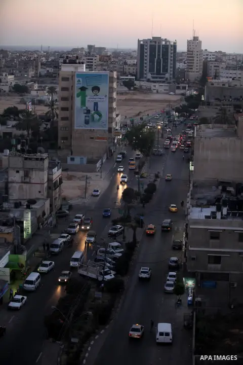 A general view shows Gaza City from the top in the central of Gaza strip, on August 23, 2012. The Gaza Strip has small construction and handicrafts industries, and some farming, including citrus fruits, olives, and lives...