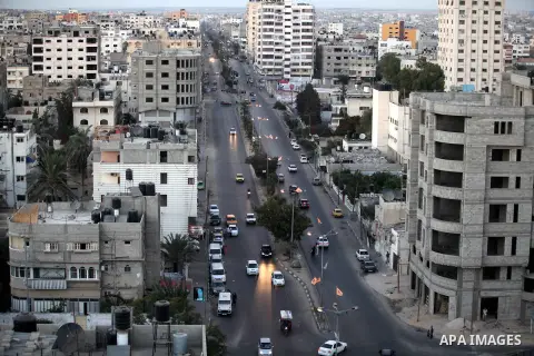 A general view shows Gaza City from the top in the central of Gaza strip, on August 23, 2012. The Gaza Strip has small construction and handicrafts industries, and some farming, including citrus fruits, olives, and lives...