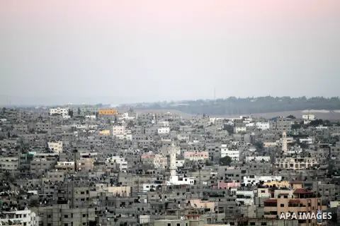 A general view shows Gaza City from the top in the central of Gaza strip, on August 23, 2012. The Gaza Strip has small construction and handicrafts industries, and some farming, including citrus fruits, olives, and lives...