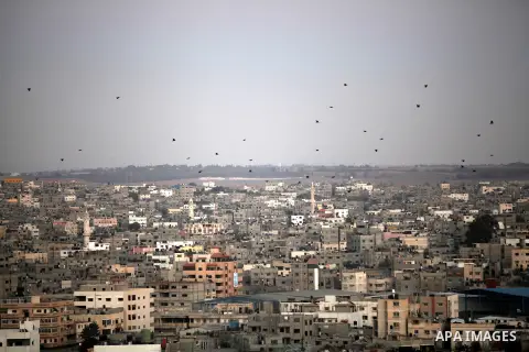 A general view shows Gaza City from the top in the central of Gaza strip, on August 23, 2012. The Gaza Strip has small construction and handicrafts industries, and some farming, including citrus fruits, olives, and lives...