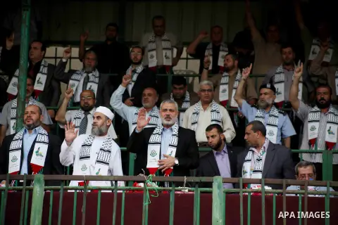 Palestinian Prime Minister in Gaza Ismail Haniyeh attends a festival entitled "Jerusalem in our eyes" organized by Hamas movement, marking the 43rd anniversary of burning down al-Aqsa mosque in Gaza city on 30 Aug 2012....