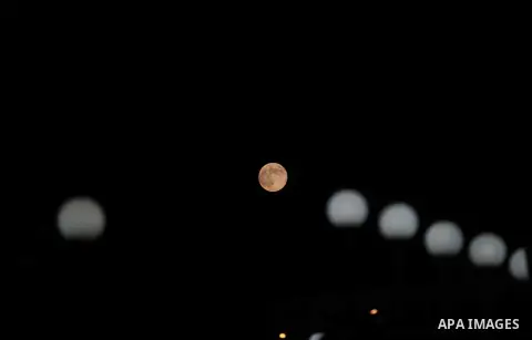 A full moon is seen from Gaza City on August 31, 2012. According to NASA, this is the second time in this month that a full moon is seen - the first was on August 1 to 2. This phenomenon, which is referred to as the 'blu...