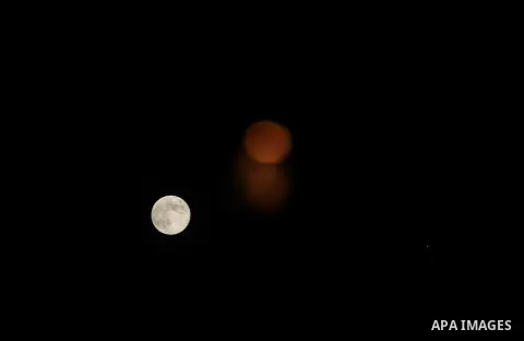 A full moon is seen from Gaza City on August 31, 2012. According to NASA, this is the second time in this month that a full moon is seen - the first was on August 1 to 2. This phenomenon, which is referred to as the 'blu...