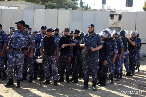 Members of Hamas security forces patrol in a street in Gaza City September 1, 2012. Photo by Ashraf Amra