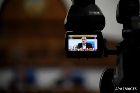 Ismail Haniya, the head of the Hamas government in the Gaza Strip, chairs a meeting members of the Palestinian Legislative Council in Gaza City on September 2, 2012. Haniya, announced a cabinet reshuffle, appointing seve...