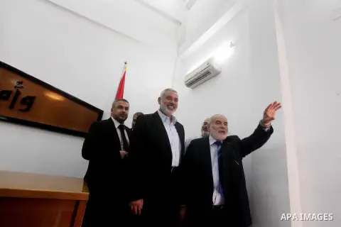Ismail Haniya, the head of the Hamas government in the Gaza Strip, chairs a meeting members of the Palestinian Legislative Council in Gaza City on September 2, 2012. Haniya, announced a cabinet reshuffle, appointing seve...