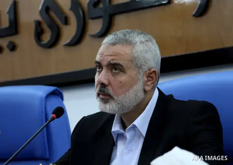 Ismail Haniya, the head of the Hamas government in the Gaza Strip, chairs a meeting members of the Palestinian Legislative Council in Gaza City on September 2, 2012. Haniya, announced a cabinet reshuffle, appointing seve...