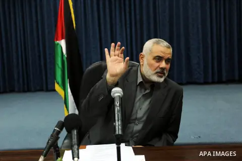 Ismail Haniya, the head of the Hamas government in the Gaza Strip, speaks during the first meeting of the Government in Gaza City on September 4, 2012. Haniya, announced a cabinet reshuffle, appointing seven new minister...