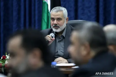Ismail Haniya, the head of the Hamas government in the Gaza Strip, speaks during the first meeting of the Government in Gaza City on September 4, 2012. Haniya, announced a cabinet reshuffle, appointing seven new minister...