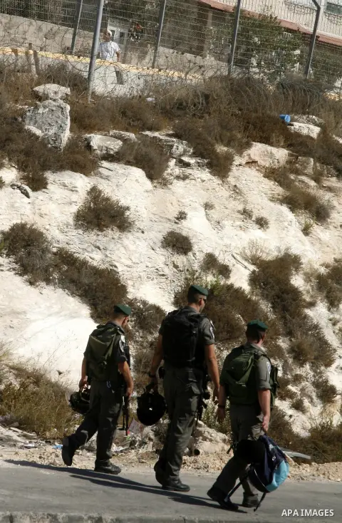 A part of Israel's separation barrier between Pisgat Ze'ev Jewish settlement and Shu'fat refugee camp near Jerusalem city on Sep. 05, 2012. Pisgat Ze'ev is situated east of Shuafat and Beit Hanina, west of Hizma, south o...