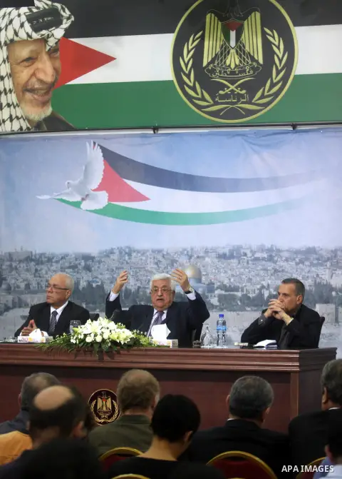 President Mahmoud Abbas (Abu Mazen), speaks during press conference to discusses the economic situation in the West Bank and Gaza strip, in the West Bank city of Ramallah on Sep. 08, 2012. Photo by Issam Rimawi