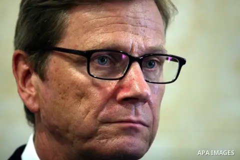 German Foreign Minister Guido Westerwelle speaks to the media following a meeting with Palestinian Prime Minister Salam Fayyad, in the West Bank city of Ramallah, 09 September 2012. Westerwelle came for a one day visit t...