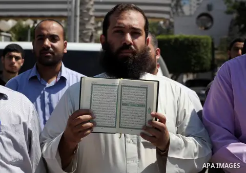 Palestinians protest against the movie, "Innocence of Muslims," in front of the Legislative Council in Gaza City, Sept. 13, 2012. Muslim anger over perceived Western insults to Islam has exploded several times, most rece...