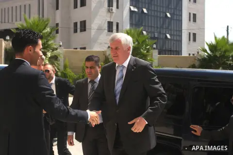 Mr. Giuliano Bezabia Mayor Italian city of Milan arrives to the West Bank city of Ramallah, Sept. 11, 2012 . Photo by Issam Rimawi