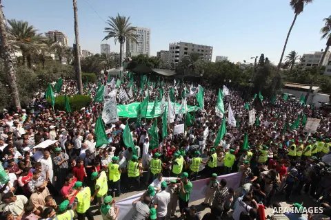 Palestinians shout anti-U.S. slogans during a demonstration against the controversial film 'Innocence of Muslims' in Gaza City, on September 14, 2012. The controversial low budget film reportedly made by an Israeli-Ameri...