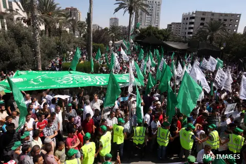 Palestinians shout anti-U.S. slogans during a demonstration against the controversial film 'Innocence of Muslims' in Gaza City, on September 14, 2012. The controversial low budget film reportedly made by an Israeli-Ameri...