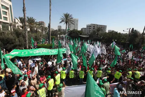 Palestinians shout anti-U.S. slogans during a demonstration against the controversial film 'Innocence of Muslims' in Gaza City, on September 14, 2012. The controversial low budget film reportedly made by an Israeli-Ameri...