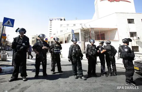 Israeli policemen repress a demonstration against the controversial film 'Innocence of Muslims' in front of al-Aqsa Mosqe in Jerusalem, on September 14, 2012. The controversial low budget film reportedly made by an Israe...