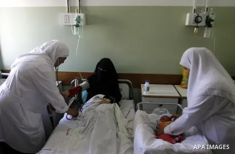 Palestinian nurses training during the project "safe delivery" at Emirates Hospital in Rafah in Gaza Strip on Sep.17, 2012. Photo by Eyad Al Baba