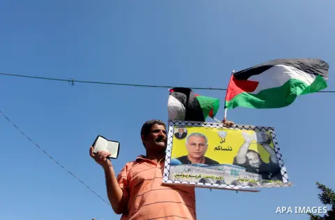 Palestinians participate a protest to calling for the liberty of Palestinians being held in Israeli jails, in Gaza city of on September 18, 2012 . Photo by Ashraf Amar