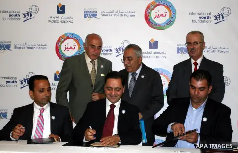 Palestinian Prime Minister Salam Fayyad attends the ceremony of launch of "Distinction Program " in the West Bank city of Ramallah September 19, 2012. Photo by Issam Rimawi