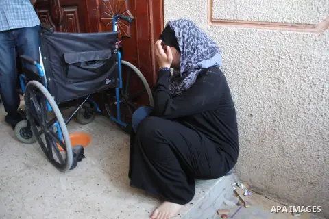 A relative of Palestinian security official Ashraf Saleh mourns during his funeral in Rafah in the southern Gaza Strip September 20, 2012. Israel killed two Palestinian security officials, one of them Saleh, in the Hamas...