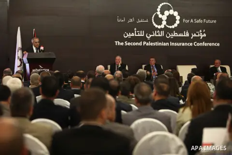 Palestinian Prime Minister, Salam Fayyad, speaks during of the second Conference on Palestine insurance companies, in the West Bank city of Ramallah, on Sep. 24, 2012. Photo by Mustafa Abu Dayeh