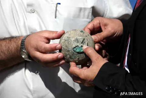 Palestinian employees work at the new archaeological site in Beit Lahia northern Gaza Strip on September 24, 2012. The French government is financing the restoration of the archaeological site which dates back to 329 AD...