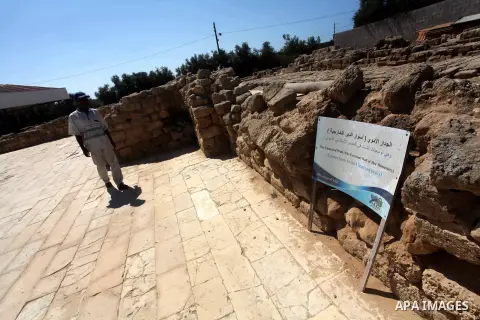 A picture shows the archaeological site of the Saint Hilarion monastery in Deir al-Balah, central Gaza Strip, on September 24, 2012. The French government is financing the restoration of the archaeological site which dat...