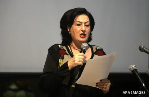 Rawya Shawa speaks during the opining ceremony of Palestinian Model United Nations (PALMUN) in Gaza city on 27 September 2012 that is organized by the Migratory Letters campaign youth Group along with Gaza Culture and De...