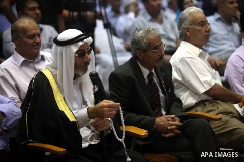 Palestinians attend the ceremony of The International Day of Older Persons in Gaza city on October 1, 2012. The Day of Older Persons is celebrated by raising awareness about issues affecting the elderly, such as senescen...
