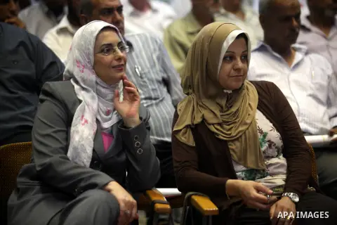 Palestinians attend the ceremony of The International Day of Older Persons in Gaza city on October 1, 2012. The Day of Older Persons is celebrated by raising awareness about issues affecting the elderly, such as senescen...