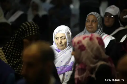 Palestinians attend the ceremony of The International Day of Older Persons in Gaza city on October 1, 2012. The Day of Older Persons is celebrated by raising awareness about issues affecting the elderly, such as senescen...