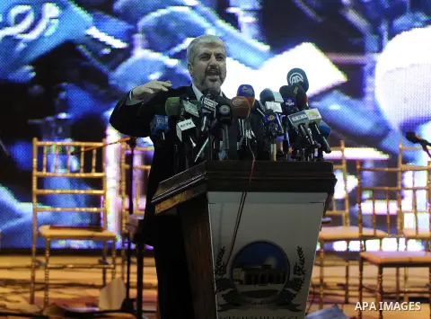 Palestinian Hamas leader Khaled Meshaal, speaks ceremony of Al Fateh Al Salahi in Salah Al dein Citadel under the auspices of the Egyptian Ministry of Culture, in Cairo, on Oct. 03, 2012. Photo by Ashraf Amra