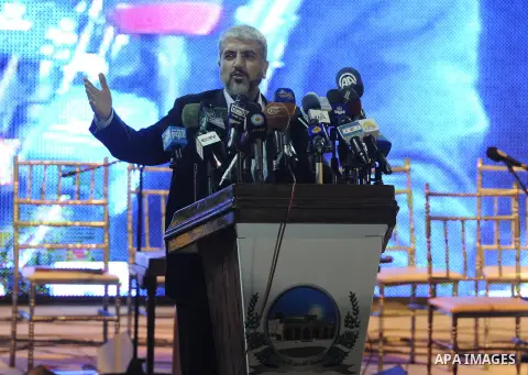 Palestinian Hamas leader Khaled Meshaal, speaks ceremony of Al Fateh Al Salahi in Salah Al dein Citadel under the auspices of the Egyptian Ministry of Culture, in Cairo, on Oct. 03, 2012. Photo by Ashraf Amra