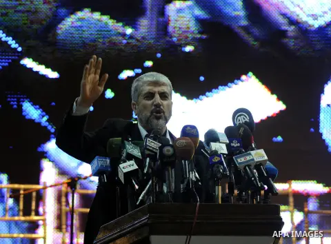 Palestinian Hamas leader Khaled Meshaal, speaks ceremony of Al Fateh Al Salahi in Salah Al dein Citadel under the auspices of the Egyptian Ministry of Culture, in Cairo, on Oct. 03, 2012. Photo by Ashraf Amra
