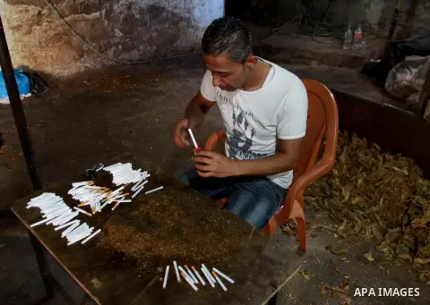 A Palestinian farmer stuffs Arabic tobacco into cigarettes at a farm in the West Bank village Yaabed, near Jenin, on Oct. 8, 2012. Arabic Tobacco cigarettes manufacturing is famous in Yaabed village which produce a quali...